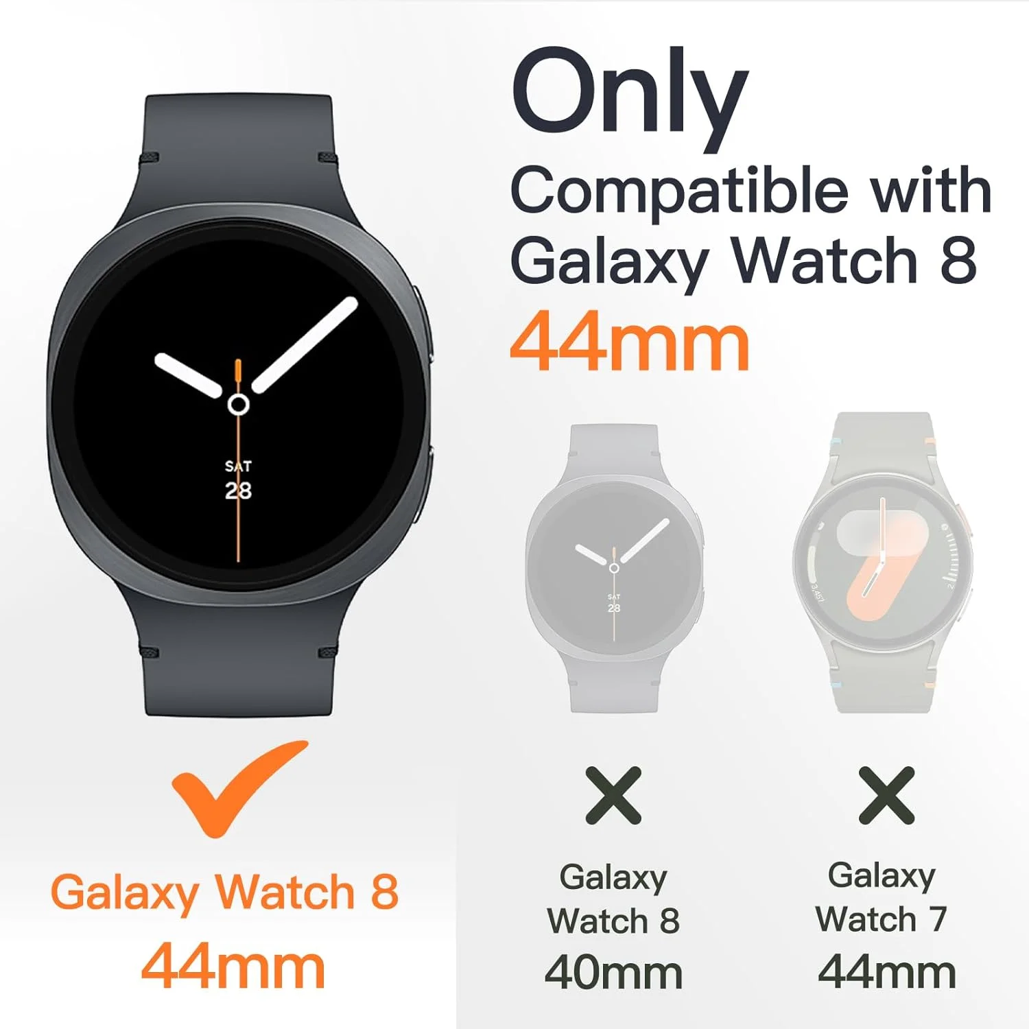 محافظ صفحه نمایش و قاب JETech برای ساعت هوشمند سامسونگ گلکسی واچ 8 سایز 44 میلی‌متر، پوشش محافظتی کامل، دارای محافظ شیشه‌ای حرارت دیده با حساسیت بالا، بسته‌ی 2 عددی (گرافیتی)