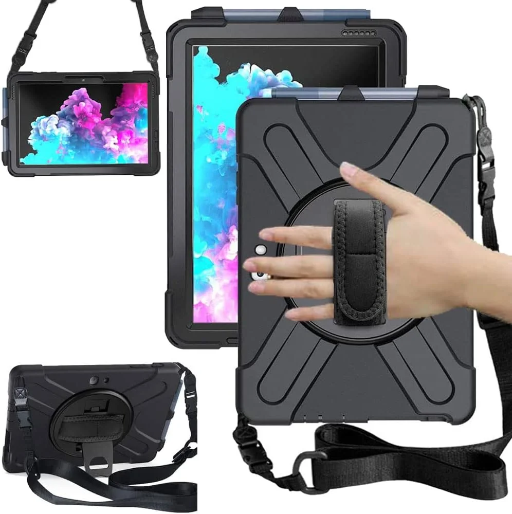 کیف محافظ TECHGEAR X-Case برای مایکروسافت Surface Go 4 / Go 3 / Go 2 (10.5 اینچ) - کیف محافظ مقاوم در برابر ضربه با پایه چرخان 360 درجه، بند دستی و بند شانه - دارای محافظ صفحه نمایش کیف محافظ TECHGEAR X-Case برای مایکروسافت Surface Go 4 / Go 3 / Go 2 (10.5 اینچ) - کیف محافظ مقاوم در برابر ضربه با پایه چرخان 360 درجه، بند دستی و بند شانه - دارای محافظ صفحه نمایش