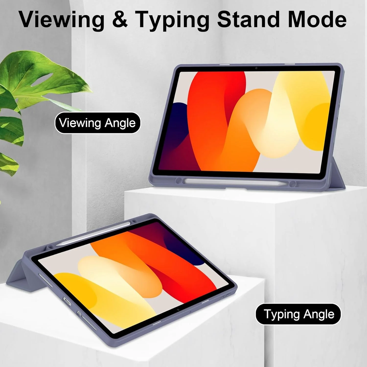 کیف باریک تبلت مناسب برای شیائومی Redmi Pad SE 11 اینچ 2023 با پشت شفاف و قاب TPU ضد ضربه، پشتیبانی از حالت خواب/بیدار خودکار، نگهدارنده قلم