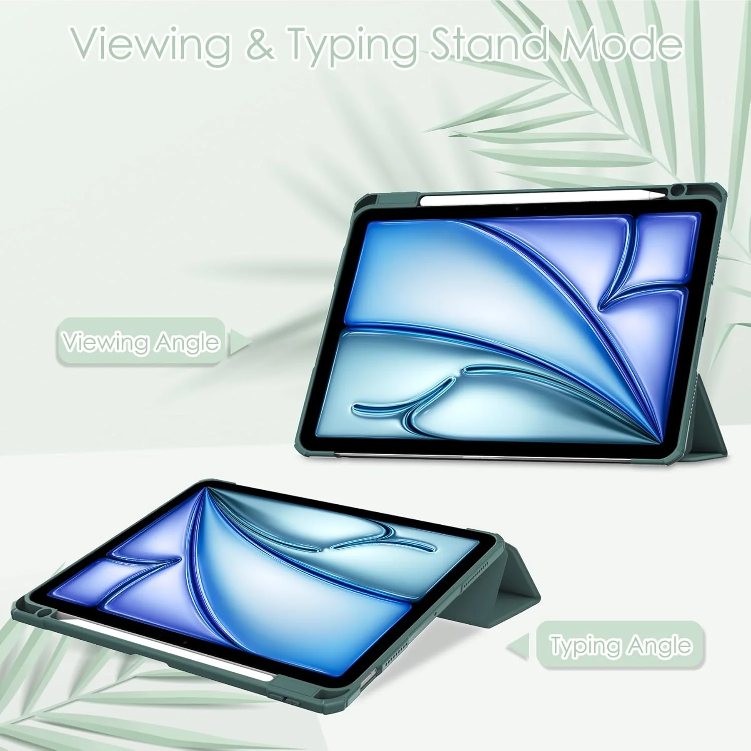 کیف باریک مسافرتی تبلت سازگار با آیپد ایر 11 (2024) با پشت شفاف و قاب TPU ضد ضربه، پشتیبانی از حالت خواب/بیدار خودکار، دارای جای قلم داخلی