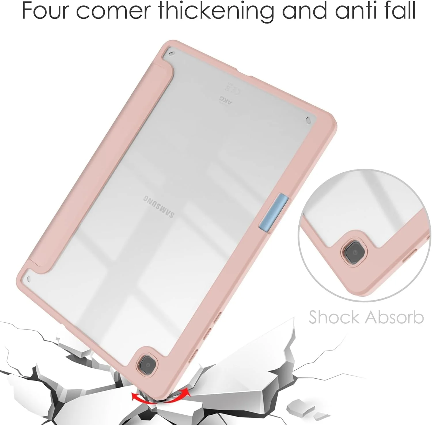 کیف تبلت مناسب برای Samsung Galaxy Tab S6 Lite 2024 SM-P620/P625/P627/Tab S6 Lite 10.4 اینچ 2022/2020 با پشت شفاف و قاب TPU ضد ضربه و نگهدارنده