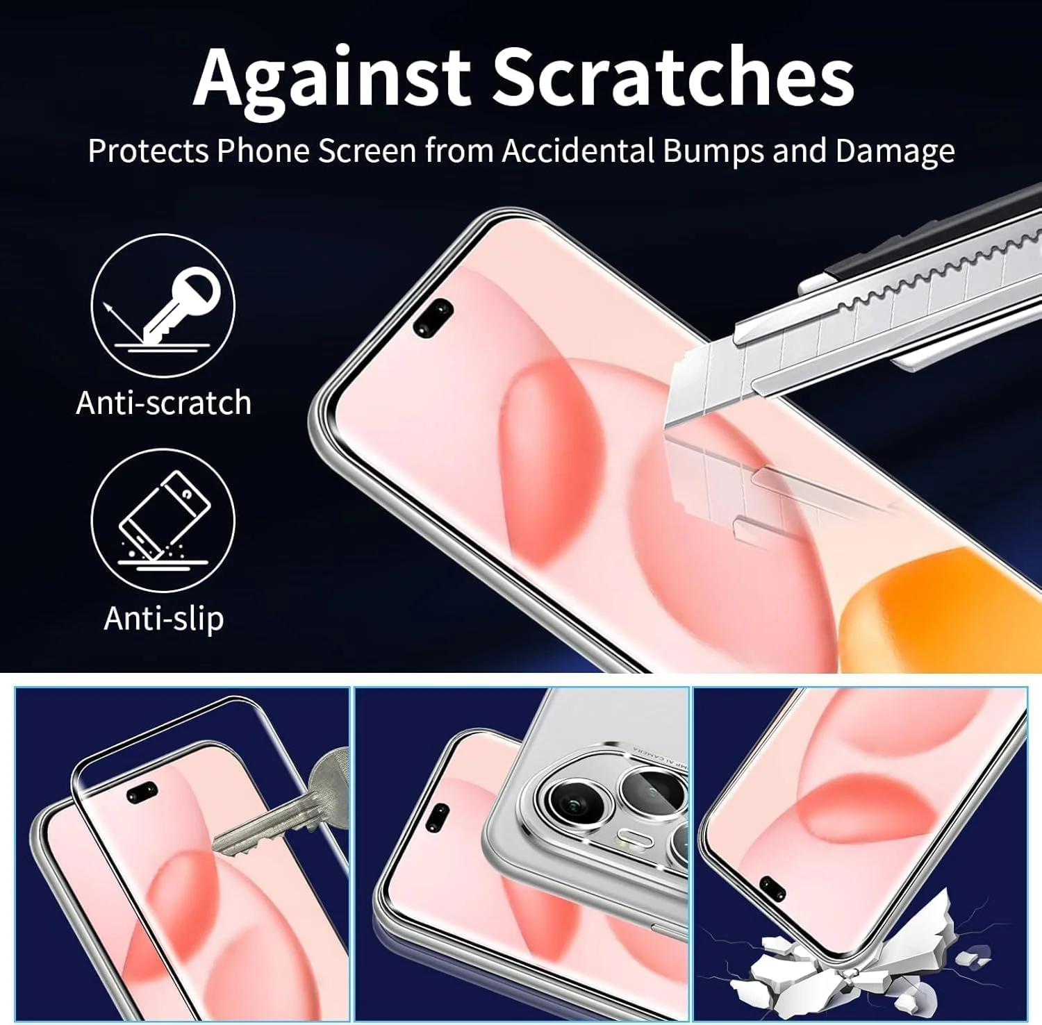 محافظ صفحه نمایش برای آنر 400 پرو: بسته 2 عددی شیشه حرارت دیده با سختی 9H به همراه بسته 2 عددی محافظ لنز دوربین - ضد خش، بدون حباب، پوشش کامل برای نمایش HD (شفاف، آنر 400 پرو)