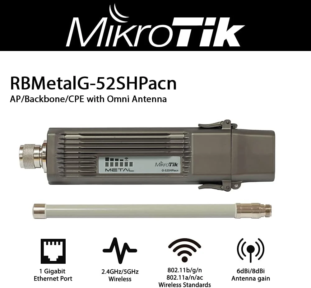 اکسس پوینت بیسیم بیرونی میکروتیک Metal 52 Ac 802.11ac مدل RBMetalG-52SHPacn-US اکسس پوینت بیسیم بیرونی میکروتیک Metal 52 Ac 802.11ac مدل RBMetalG-52SHPacn-US