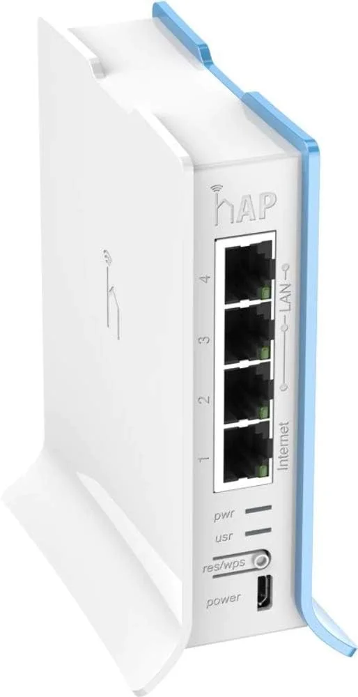 اکسس پوینت خانگی Mikrotik hAP lite TC 2.4 GHz Dual Chain با 4 پورت اترنت و منبع تغذیه USB با کیس تاور