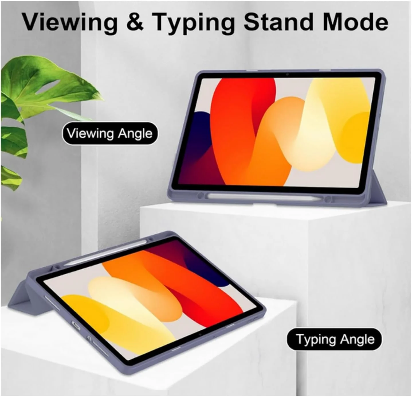 کیف ضد ضربه SKEIDO برای شیائومی Redmi Pad SE 11 اینچ با جای قلم، صفحه اکریلیک شفاف پشتی و پوشش قاب TPU، سه تایی تاشو، باریک، سبک وزن، محافظ هوشمند (بنفش)