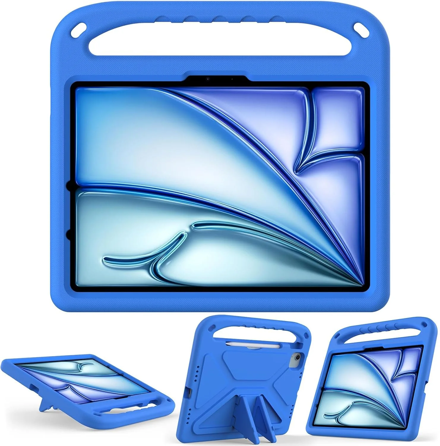 کیف محافظ تبلت کودکانه SKEIDO مناسب آیپد ایر 11 اینچ M2 (2024) / پرو 11 اینچ (2024) M4، فوم EVA سبک وزن، ضد ضربه، بادوام، با دسته و پایه، مناسب کودکان (آبی)