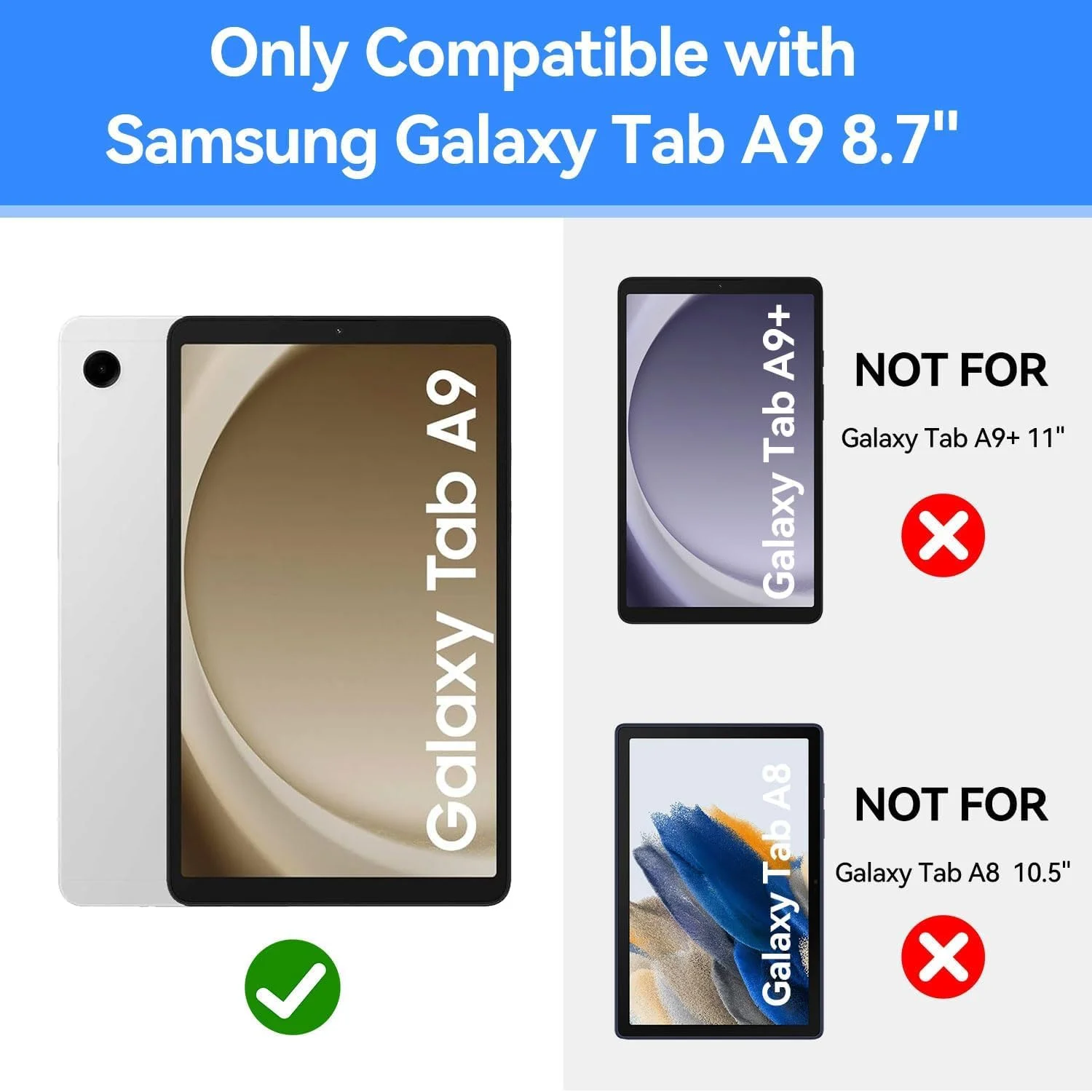 کیف محافظ تبلت سامسونگ گلکسی تب A9 سایز 8.7 اینچ (2023) مدل SM-X110/SM-115 مناسب کودکان - مقاوم، سبک وزن، ضد ضربه، دارای دسته و استند محافظ، سازگار با گلکسی تب A9 8.7 اینچ (آبی)