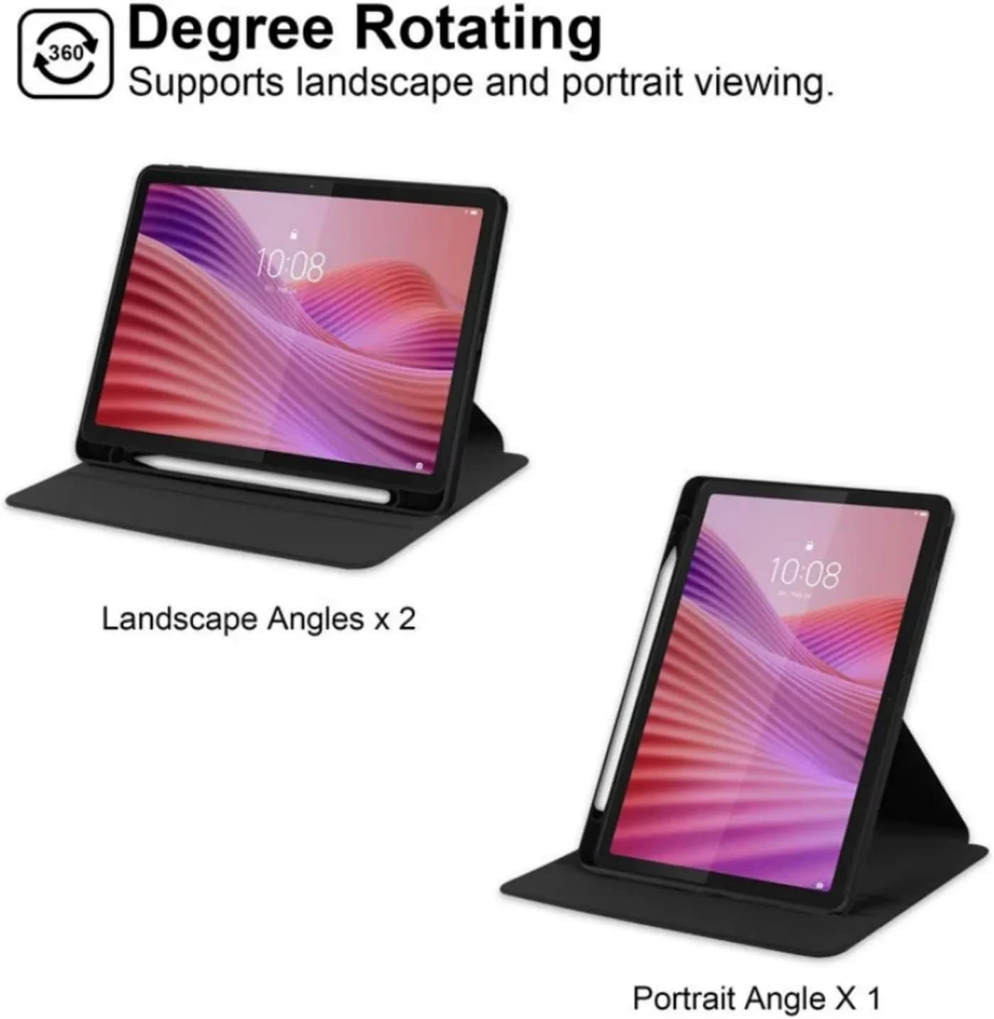 کیف محافظ تبلت لنوو تب 10.1 مدل 2025 به همراه جای قلم، چرخش 360 درجه، کاور سخت اکرلیک و پایه نگهدارنده مناسب برای تبلت 10.1 اینچی لنوو مدل TB311FU TB311XU به همراه استند و قلم