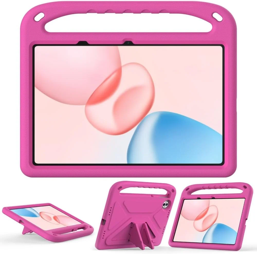 کیف تبلت Skeido مناسب برای Honor Pad 10 12.1 اینچ (مدل 2025) - کاور محافظ سبک وزن EVA ضد ضربه با دسته و استند (قرمز گل رز)