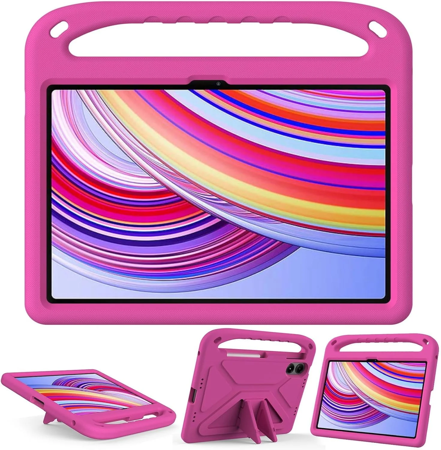 کیف محافظ تبلت شیائومی ردمی پد پرو 12.1 اینچ مدل 2024 - مقاوم، سبک، ضد ضربه، دارای دسته و استند - سازگار با ردمی پد پرو (2024) (قرمز گل رز)