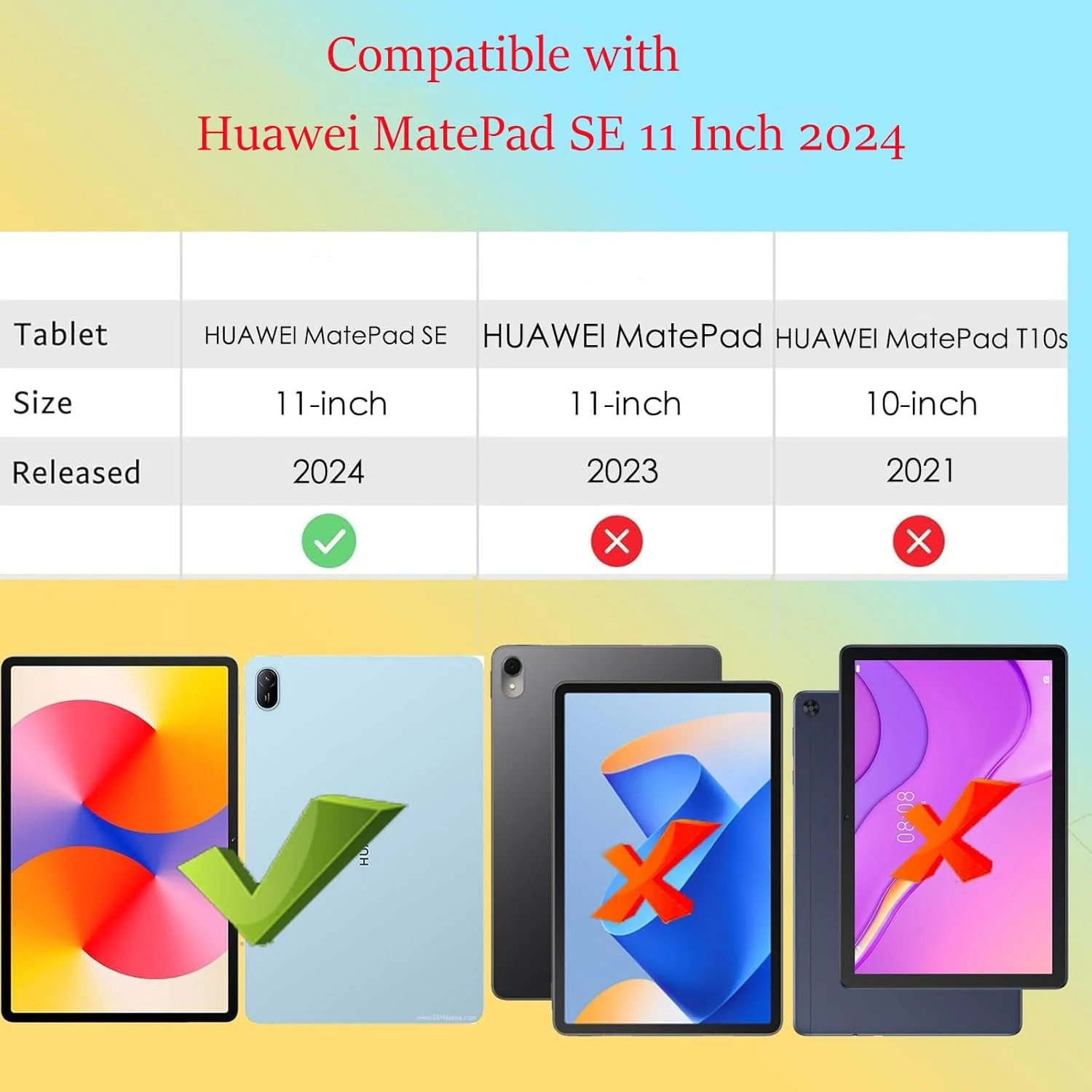 کیف محافظ تبلت هواوی MatePad SE 11 اینچ مدل 2024، مناسب کودکان - مقاوم، سبک وزن، ضد ضربه، دارای دسته و پایه سازگار با Metepad SE 11" (2024) (آبی)