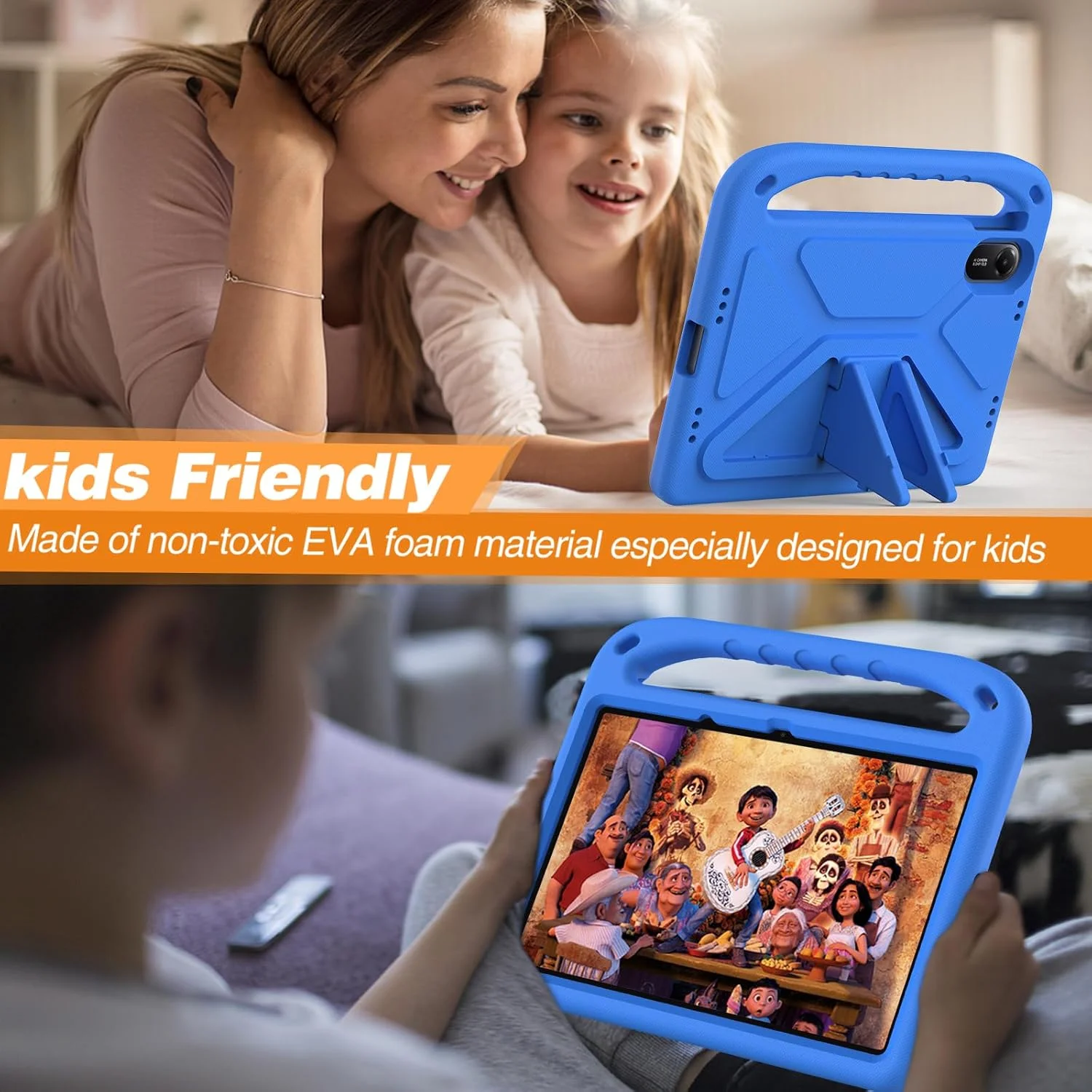 کیف محافظ تبلت شیائومی ردمی پد 2 سایز 11 اینچ مدل 2025 - مقاوم، سبک وزن، ضد ضربه، دارای دسته و استند - سازگار با تبلت ردمی پد 2 سایز 11 اینچ (2025) (آبی)