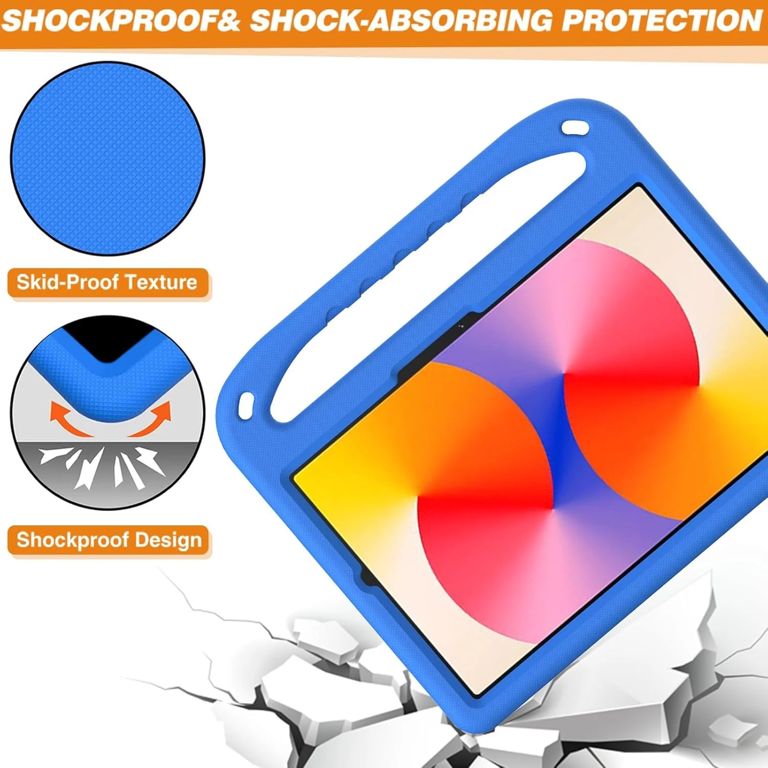 کیف محافظ تبلت هواوی MatePad SE 11 اینچ مدل 2024، مناسب کودکان - مقاوم، سبک وزن، ضد ضربه، دارای دسته و پایه سازگار با Metepad SE 11" (2024) (آبی)