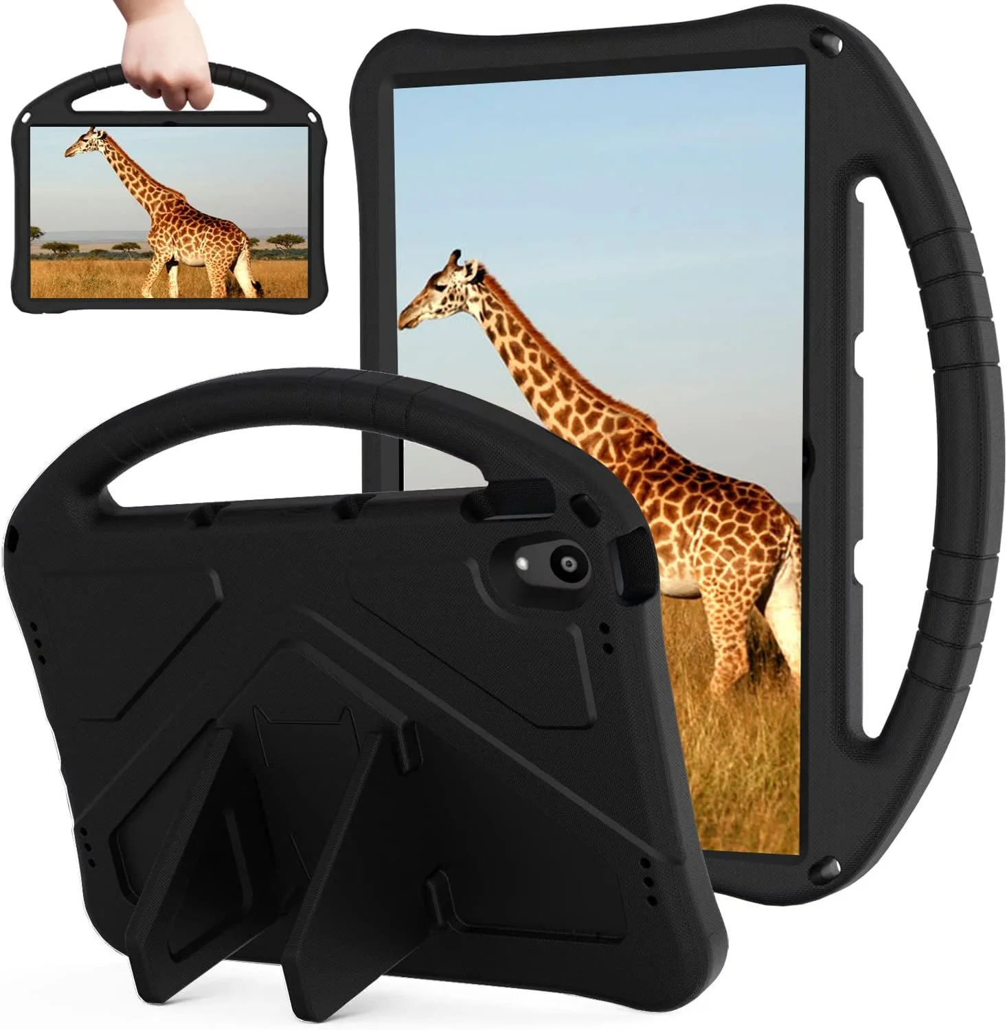 کیف تبلت کودکانه مناسب برای تبلت لنوو TAB P11 (TB-J606F)، کاور ضد ضربه با پایه دسته دار برای P11 Plus (TB-J607F) 11 اینچ - مشکی