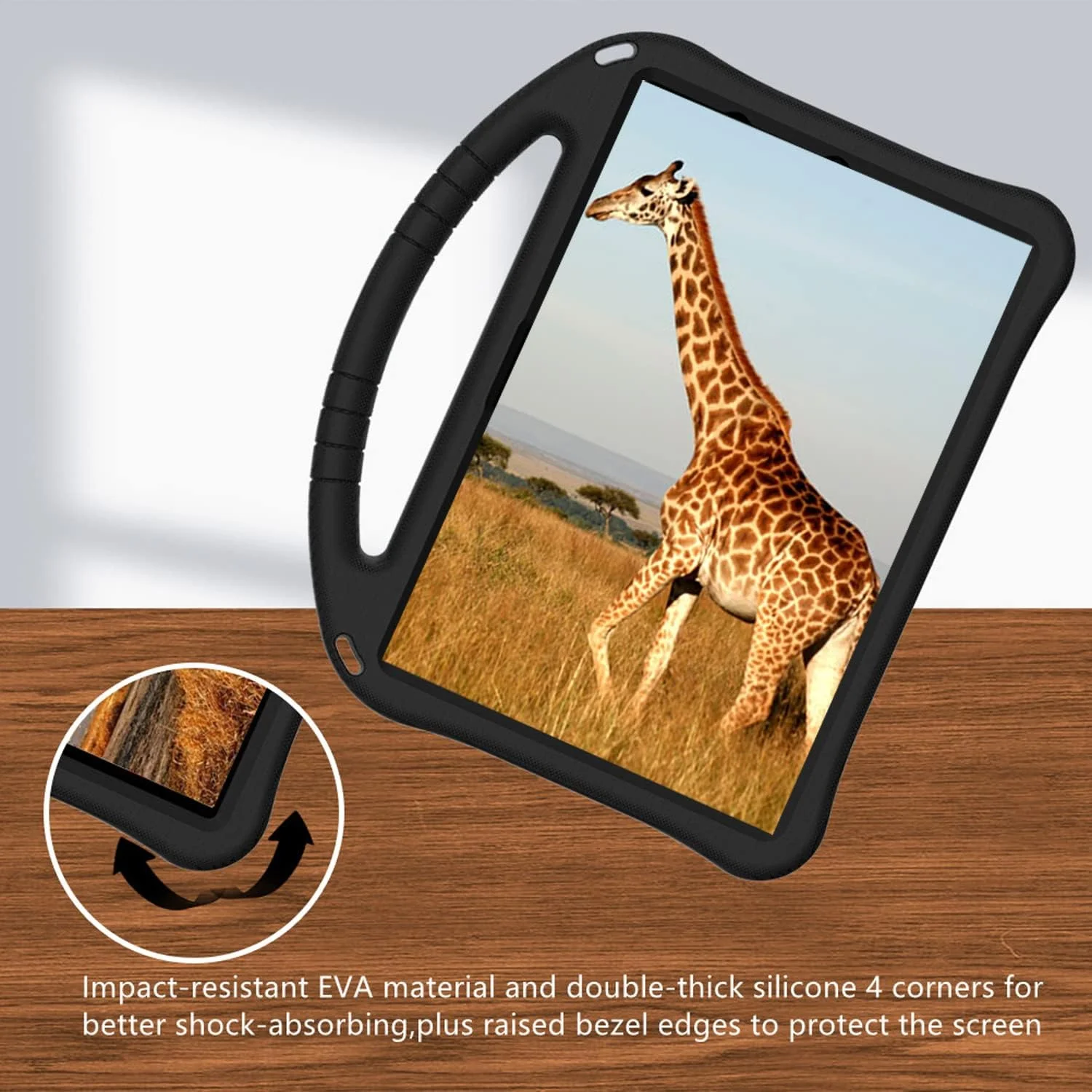 کیف تبلت کودکانه مناسب برای تبلت لنوو TAB P11 (TB-J606F)، کاور ضد ضربه با پایه دسته دار برای P11 Plus (TB-J607F) 11 اینچ - مشکی