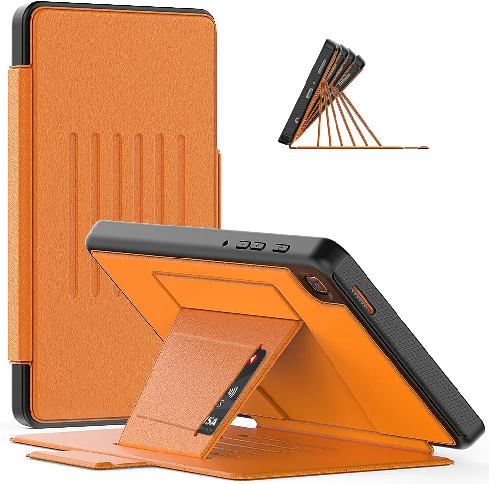 کیف تبلت هوشمند برای Samsung Galaxy Tab A7 Lite 8.7 اینچ - T220/T225، کیف کلاسوری ممتاز ضد ضربه با قابلیت استند، زوایای دید چندگانه مغناطیسی با قاب صفحه نمایش + جای کارت - قهوه ای