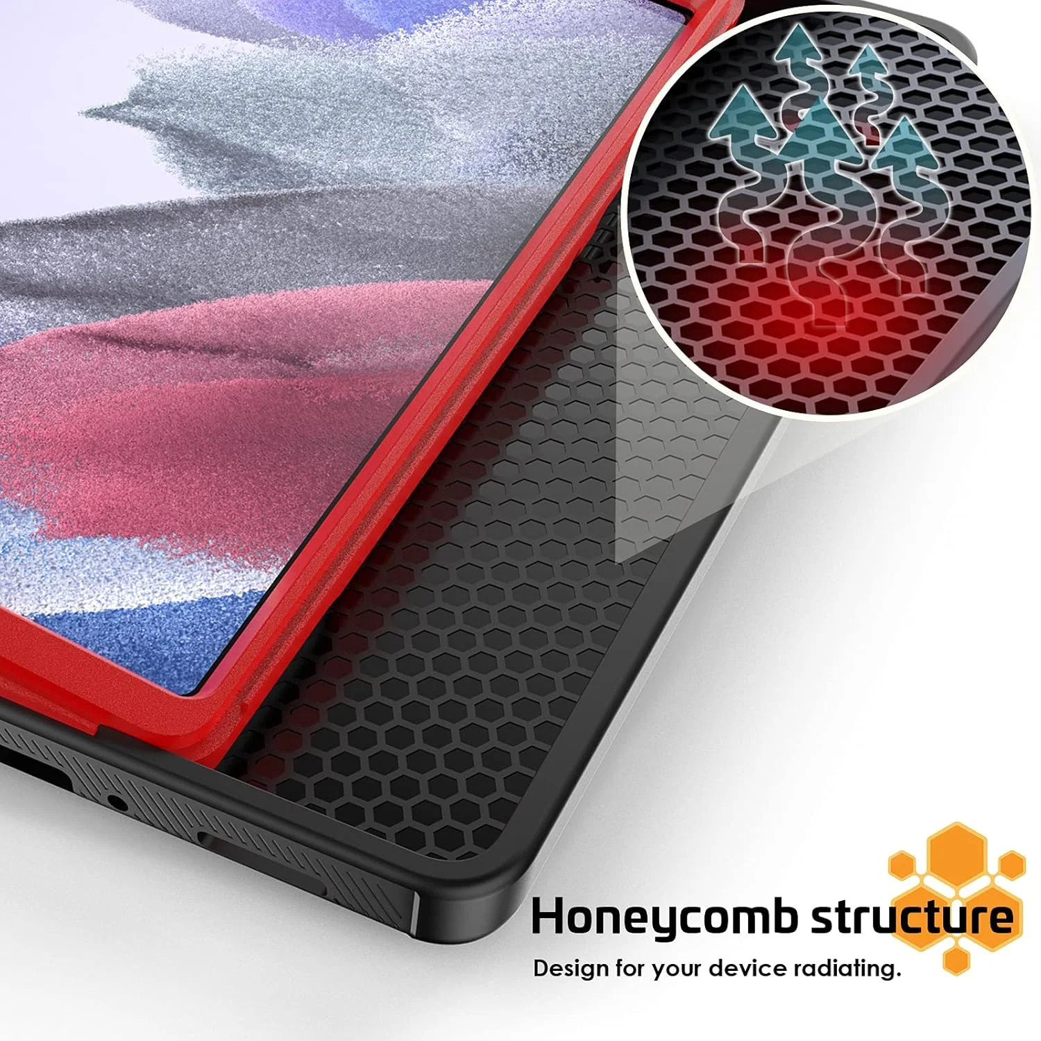 کیف تبلت هوشمند مناسب برای تبلت سامسونگ گلکسی تب A7 Lite 8.7 اینچ مدل T220/T225، کیف محافظ ممتاز ضد ضربه، زاویه دید چندگانه مغناطیسی با قاب صفحه نمایش + جای کارت - قرمز