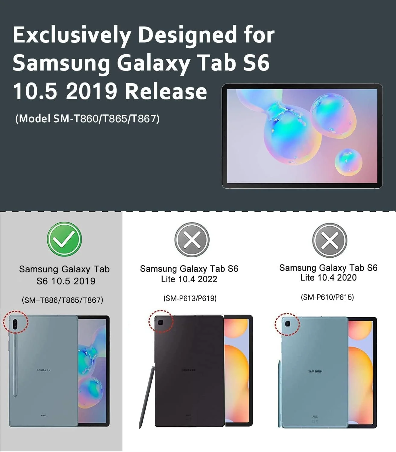 کاور تبلت سامسونگ گلکسی تب S6 با صفحه نمایش 10.5 اینچ (مدل SM-T860/T865/T867)، کاور سبک وزن و ضد ضربه کودکانه برای تبلت سامسونگ گلکسی تب S6 به همراه جای قلم