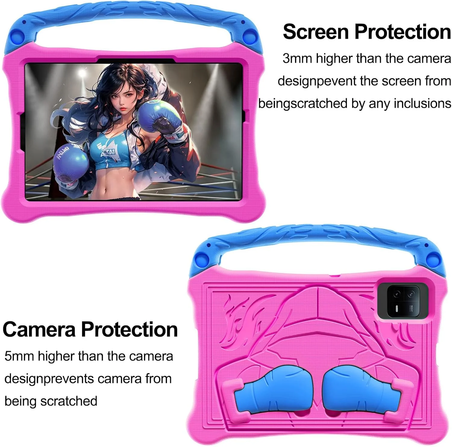 کیف محافظ کودکانه تبلت سامسونگ گلکسی تب S9 FE 10.9 اینچ مدل SM-X510 / SM-X516B، کاور سبک وزن EVA ضد ضربه با دسته و استند، قاب محافظ صورتی