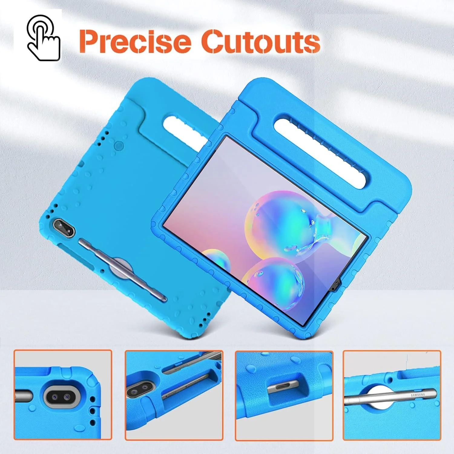 کاور تبلت سامسونگ گلکسی تب S6 با صفحه نمایش 10.5 اینچ (مدل SM-T860/T865/T867)، کاور سبک وزن و ضد ضربه کودکانه برای تبلت سامسونگ گلکسی تب S6 به همراه جای قلم