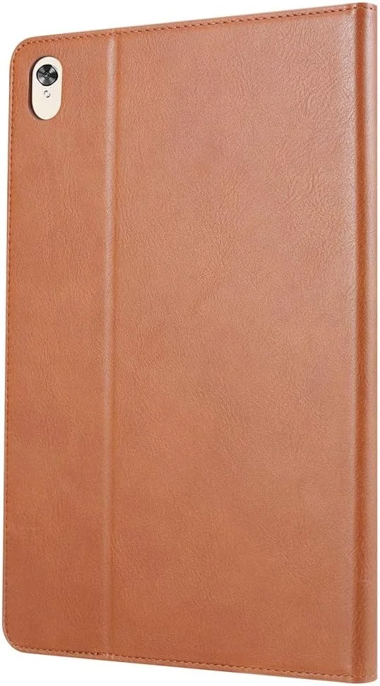 کیف محافظ تبلت با بافت چرمی برای Huawei MediaPad M6 10.8 2019، دارای قاب عکس، هولدر، جای کارت و کیف پول (قهوه ای)