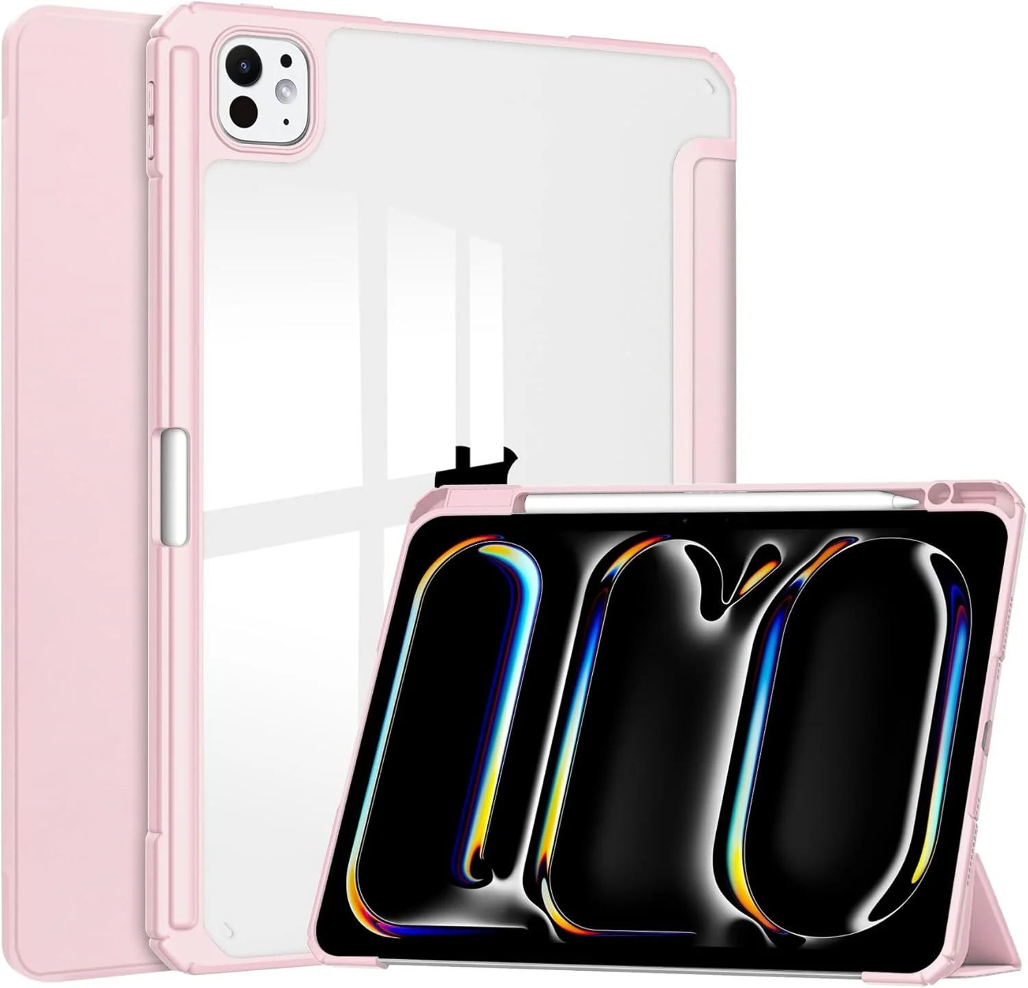 محافظ باریک تبلت سازگار با آیپد پرو 11 (2024) با پشت شفاف و قاب TPU ضد ضربه، پشتیبانی از حالت خواب/بیدار خودکار، دارای جای قلم (رنگ :