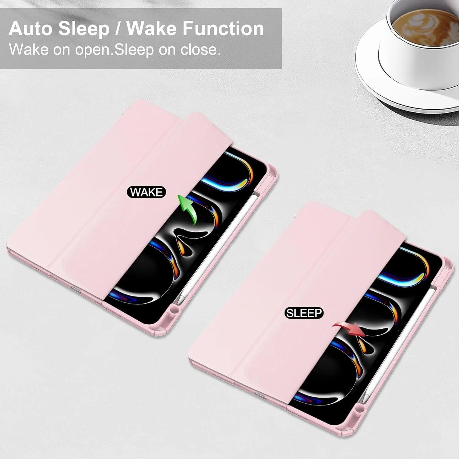 محافظ باریک تبلت سازگار با آیپد پرو 11 (2024) با پشت شفاف و قاب TPU ضد ضربه، پشتیبانی از حالت خواب/بیدار خودکار، دارای جای قلم (رنگ :