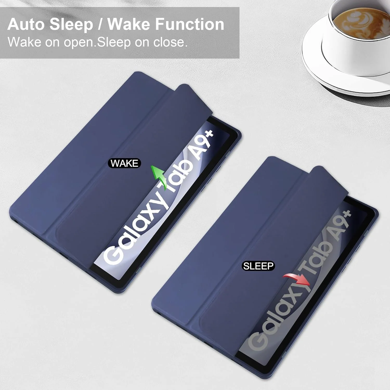 محافظ باریک تبلت سازگار با قاب تبلت سامسونگ گلکسی تب A9 پلاس SM-X210/SM-216/SM-X218 11 اینچی با پشت شفاف و قاب TPU ضد ضربه، پشتیبانی از حالت خواب/بیدار خودکار، ساخت