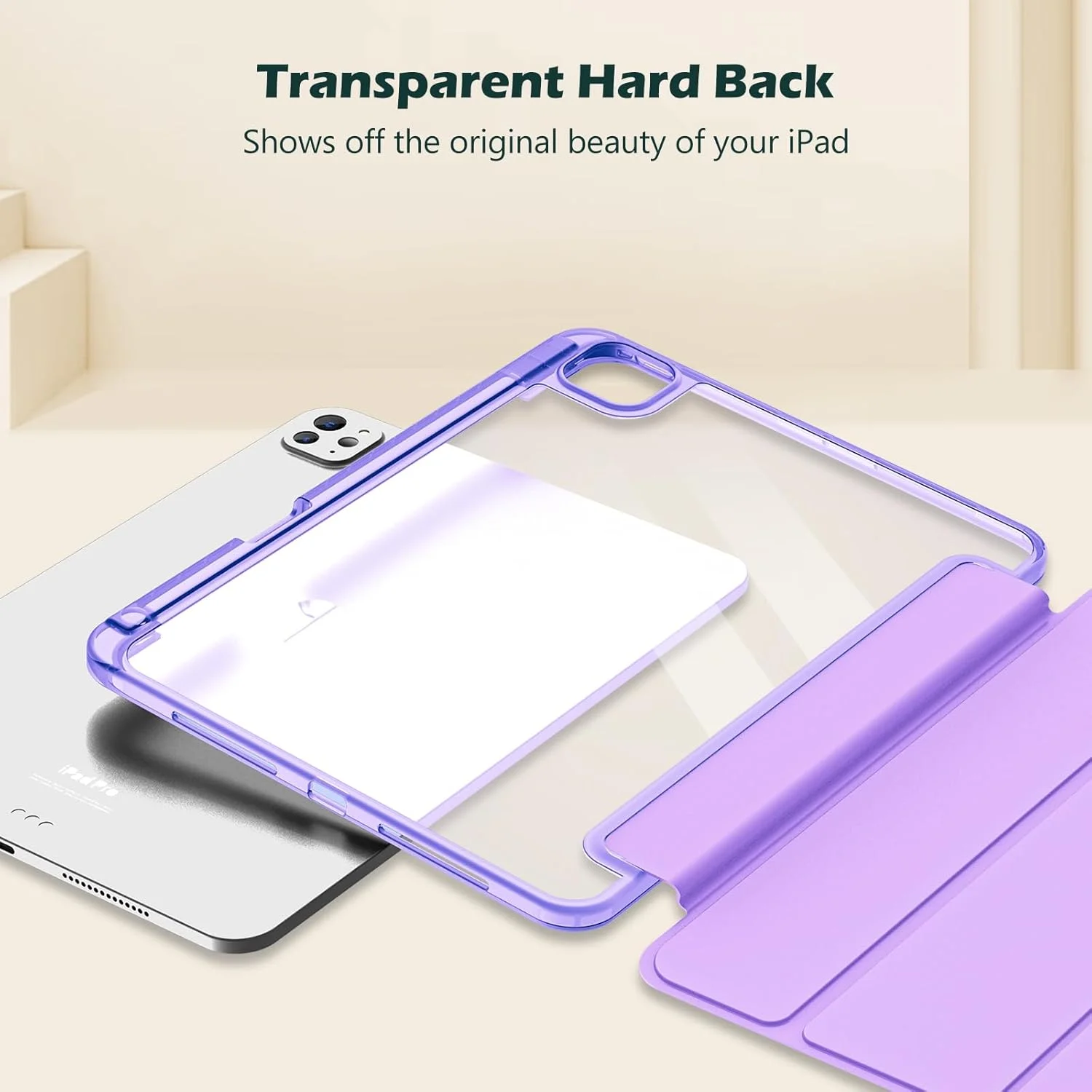 کاور هوشمند ProCase برای آیپد پرو ۱۱ اینچ M5 2025/M4 2024 با جای قلم، کاور تبلت باریک و شفاف تاشو سه لایه برای آیپد پرو ۱۱ اینچ نسل پنجم - بنفش