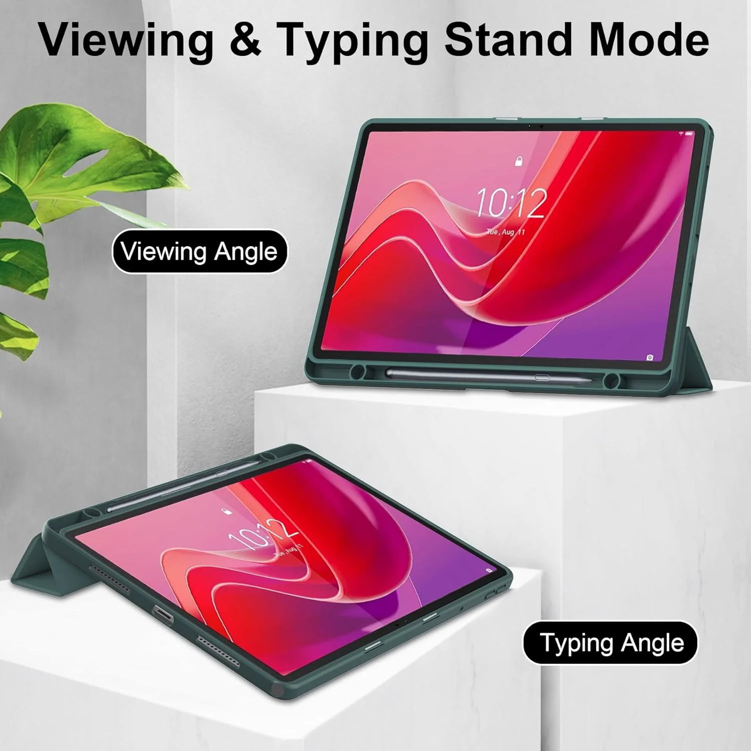 محافظ تبلت سازگار با لنوو تب M11 11 اینچ TB-330FU/TB-331FC/Xiaoxin Pad 2024（TB331FC） با پشت شفاف و قاب TPU ضد ضربه، حالت خواب/بیدار خودکار، دارای جای قلم