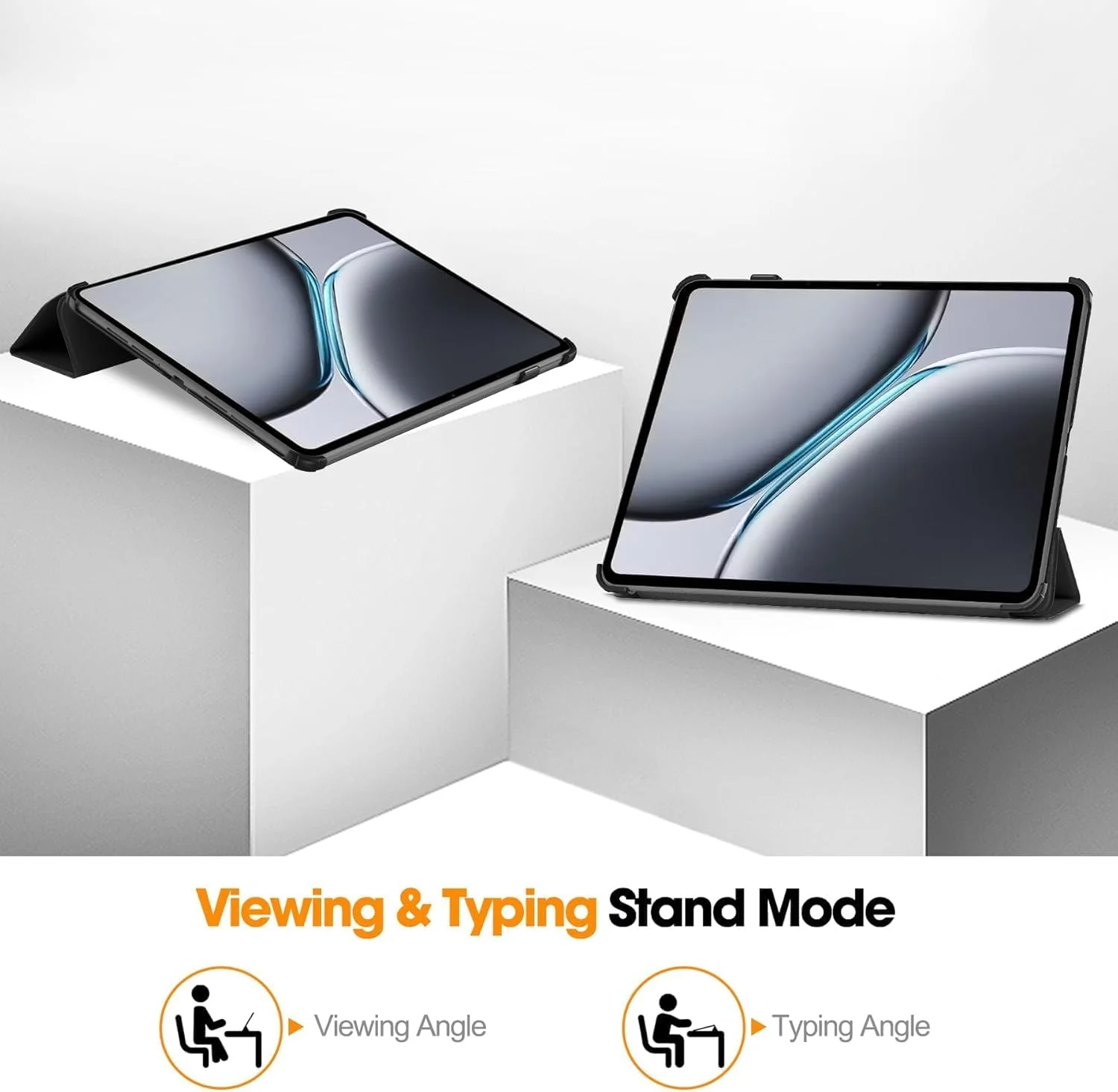 کاور تبلت OnePlus Pad 2 با سایز 12.1 اینچ، باریک، سه تایی، هوشمند، زوایای دید چندگانه، استند، جلد سخت، چرم مصنوعی، با قابلیت خواب/بیدار شدن خودکار، کاور باریک تبلت برای OnePlus Pad 2 مدل 2024 (مشکی)