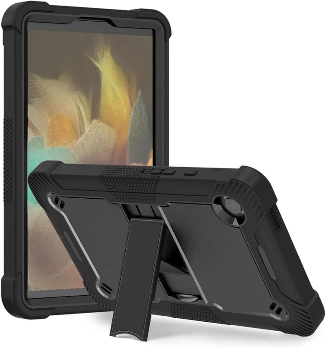 کاور مقاوم تبلت سامسونگ گلکسی تب A9 2023 (X115N)، دارای پایه تاشو، دولایه PC TPU، محافظت کامل از دوربین و صفحه نمایش، ضد ضربه، مشکی