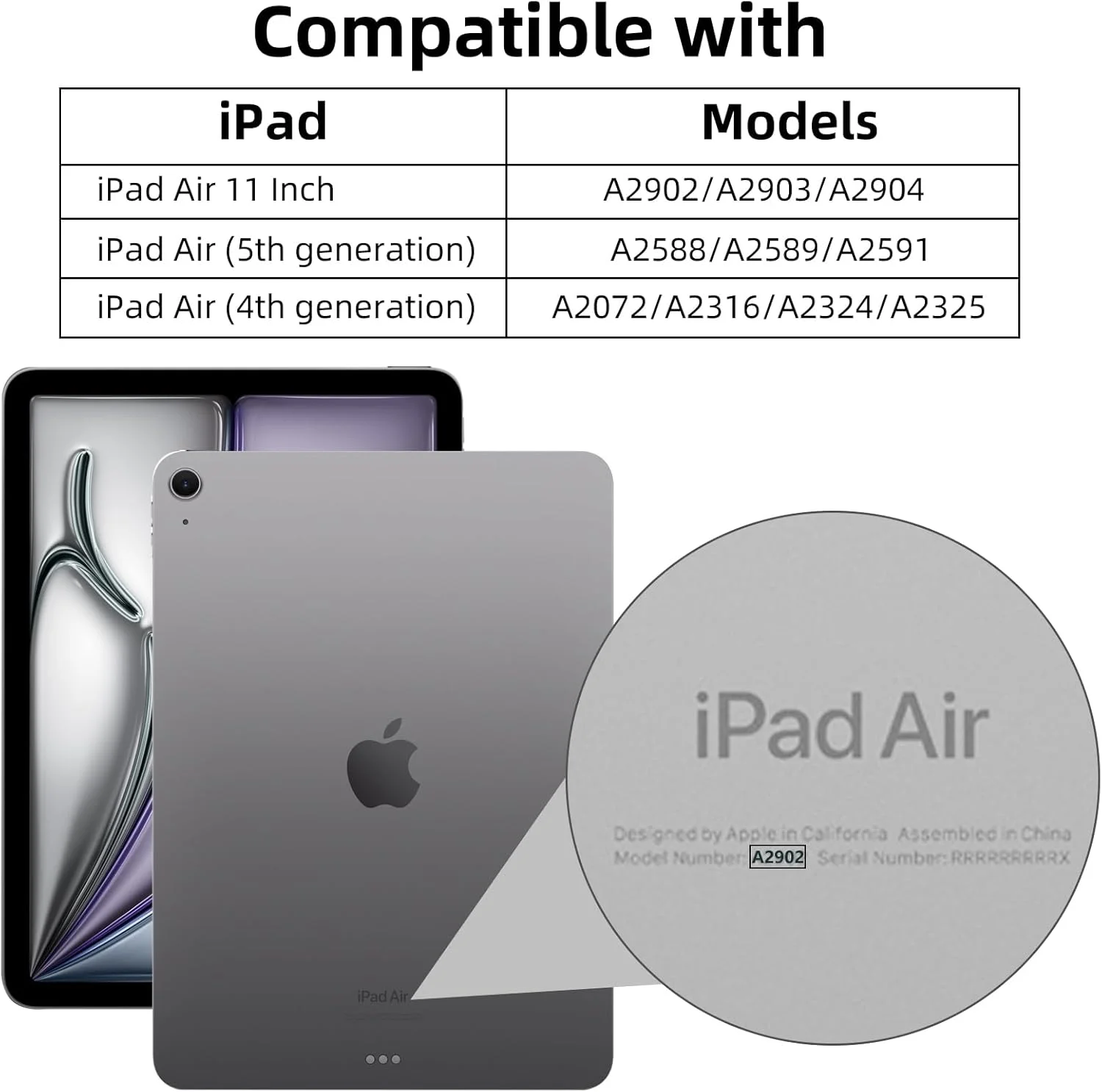 کاور محافظ آیپد ایر نسل 5 سال 2022 / آیپد ایر نسل 4 سال 2020 سایز 10.9 اینچ، دارای جای قلم، کاور محافظ باریک با پشت شفاف، سرمه ای