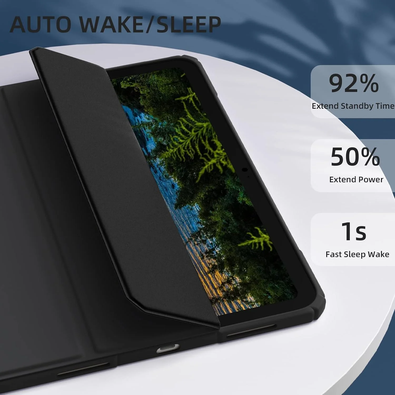 کاور آیپد نسل 10 مستن سازگار با جای قلم، کاور آیپد 10.9 با پشت شفاف، بیدار/خواب خودکار، کاور باریک ضد ضربه برای آیپد 10.9 اینچی نسل 10 سال 2022، مشکی