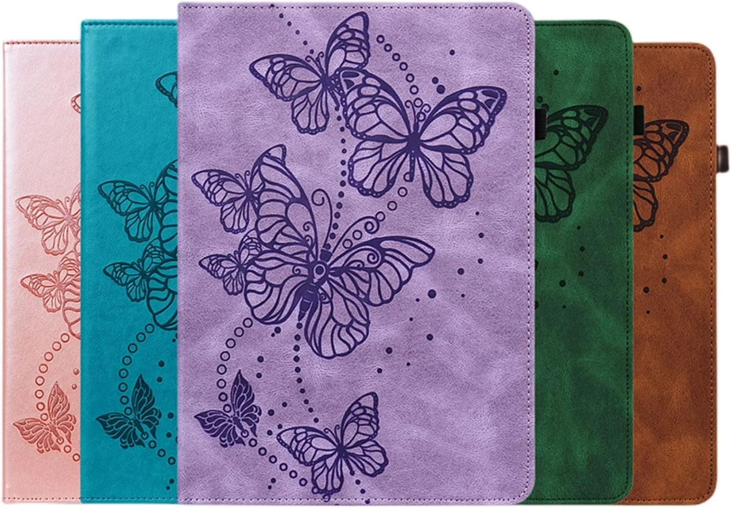 کیف تبلت چرمی با طرح پروانه نفیس MEOORHE برای Samsung Galaxy A 8.0 A 10.1 2019، دارای جای کارت، قاب عکس، پایه و محافظ ضد ضربه (سبز، A 10.1 2019 T510)