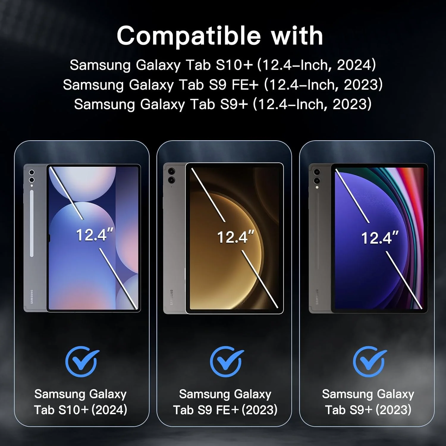 کیف چرخشی JETech برای تبلت سامسونگ گلکسی تب S10+ 2024/تب S9 FE+/S9+ 2023 سایز 12.4 اینچ با نگهدارنده قلم S، چرخش 360 درجه، کاور محافظ استند با پشت شفاف، قابلیت بیدار/خواب خودکار (مشکی)