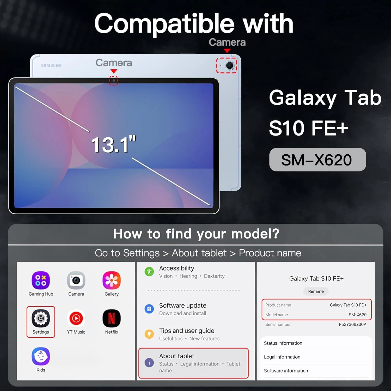 کاور چرخشی JETech برای تبلت سامسونگ گلکسی تب S10 FE پلاس/S10 FE+ 13.1 اینچی با جای قلم S، چرخش 360 درجه، کاور محافظ استند با پشت شفاف، قابلیت بیدار/خواب خودکار (آبی)