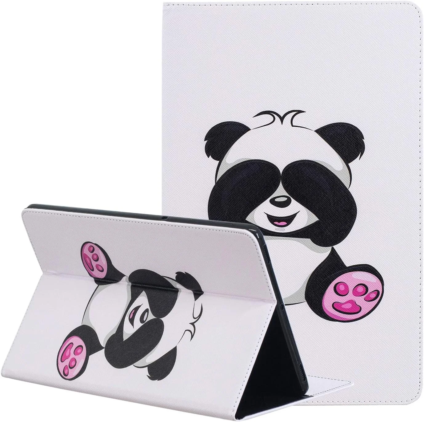 کیف محافظ چرمی LEMORRY سازگار با تبلت سامسونگ گلکسی تب S4 10.5 / T830 T835، کیف پول تاشو، باریک، با ضربه گیر، استند مغناطیسی و پوشش TPU نرم برای تبلت گلکسی تب S4 10.5، طرح پاندا