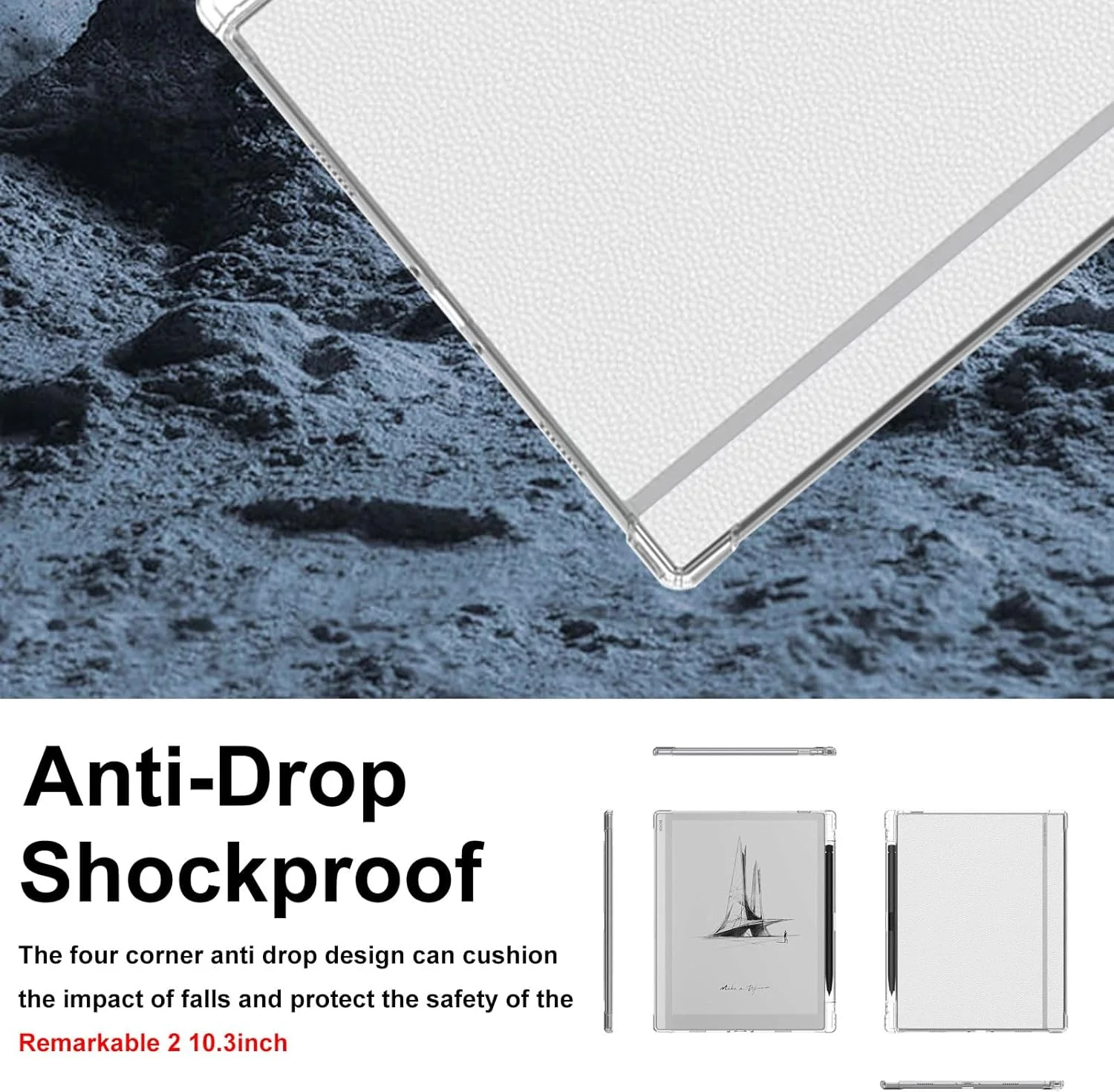 کاور محافظ تبلت BOOX مدل Go با اندازه 10.3 اینچ، [گوشه‌های تقویت‌شده] کاور محافظ شفاف فوق‌العاده باریک و ضد ضربه [محافظت در برابر سقوط] [ضد لغزش] کاور نرم و انعطاف‌پذیر TPU برای تبلت BOOX مدل Go، شفاف