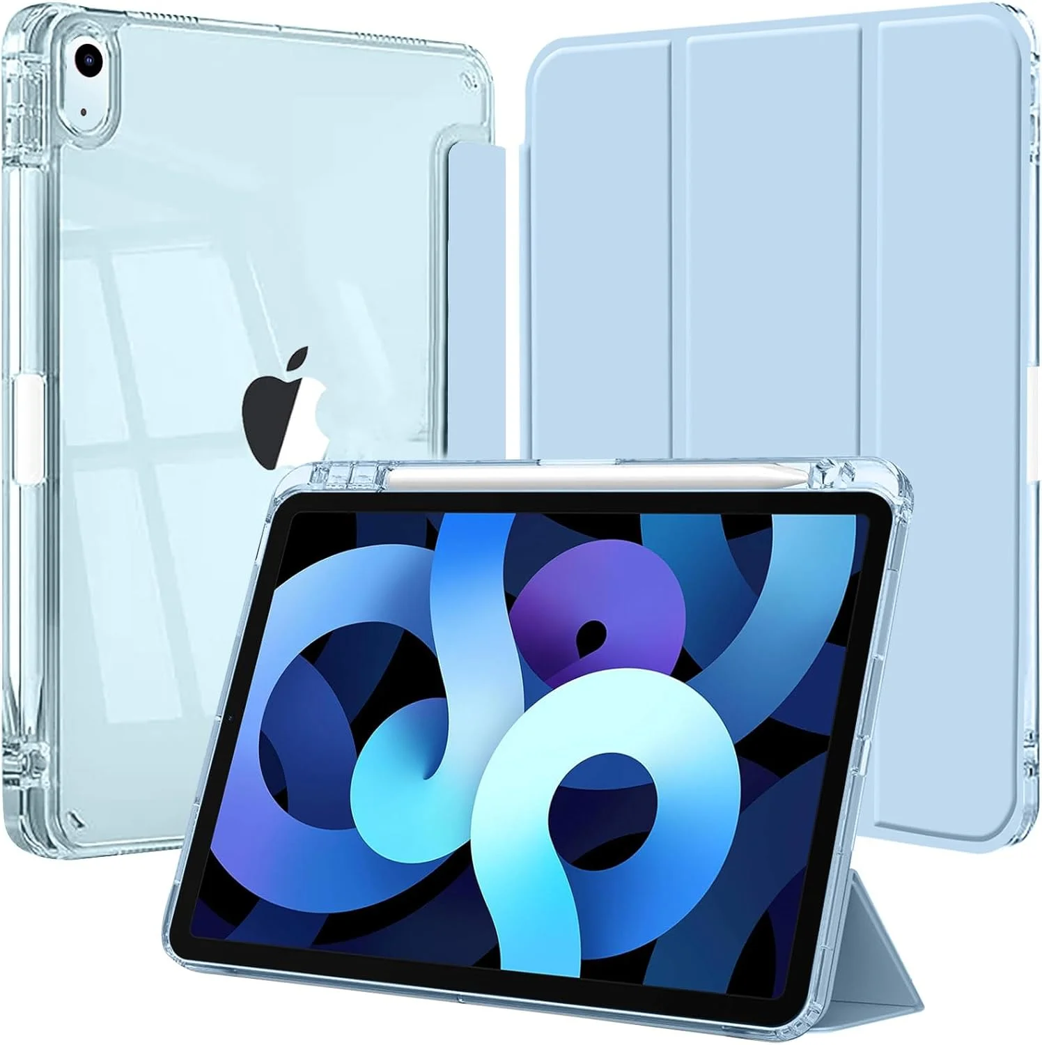 کاور آیپد ایر ۱۱ اینچ M3/M2 (۲۰۲۵/۲۰۲۴)، آیپد ایر ۵/۴ (۲۰۲۲/۲۰۲۰ نسل پنجم/چهارم) با جای قلم و بامپر TPU نرم، پشت شفاف، کاور باریک و ضد ضربه تبلت، آبی آسمانی کاور آیپد ایر ۱۱ اینچ M3/M2 (۲۰۲۵/۲۰۲۴)، آیپد ایر ۵/۴ (۲۰۲۲/۲۰۲۰ نسل پنجم/چهارم) با جای قلم و بامپر TPU نرم، پشت شفاف، کاور باریک و ضد ضربه تبلت، آبی آسمانی