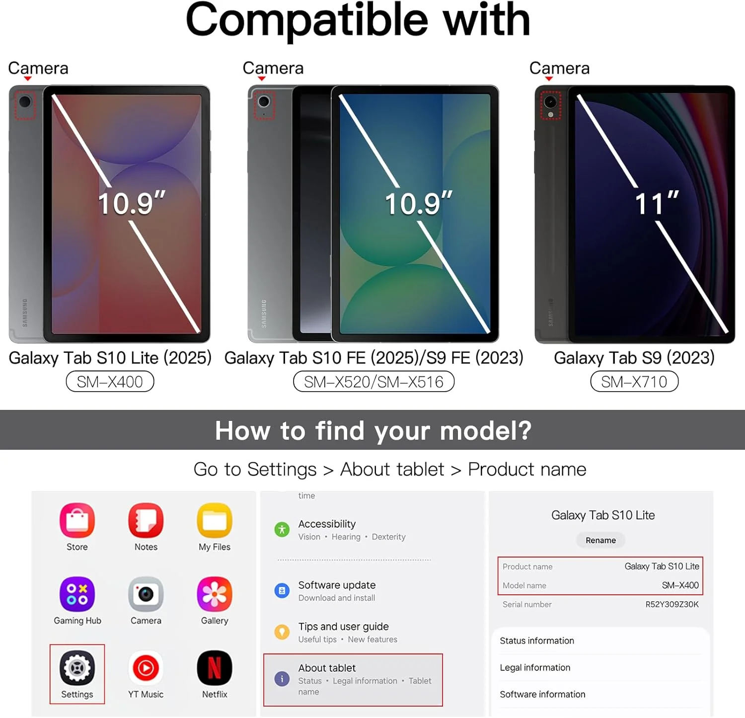 کیف چرخشی JETech برای تبلت سامسونگ گلکسی تب S10 Lite / S10 FE / S9 FE 10.9 اینچ / S9 11 اینچ با نگهدارنده قلم S، پوشش محافظ استند چرخش 360 درجه با پشت شفاف، بیدار/خواب خودکار (مشکی)