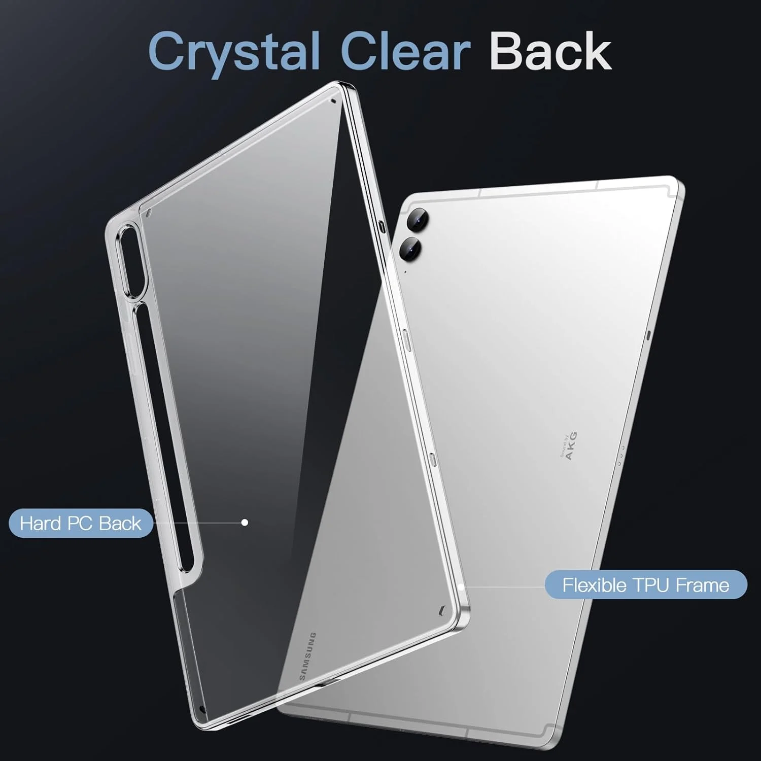 کاور شفاف JETech برای تبلت سامسونگ گلکسی تب S9 FE Plus 12.4 اینچی، ضد زردی، ضد ضربه، باریک، با پشت PC سخت و سپر TPU نرم، پشتیبانی از شارژ بی سیم S Pen (شفاف)