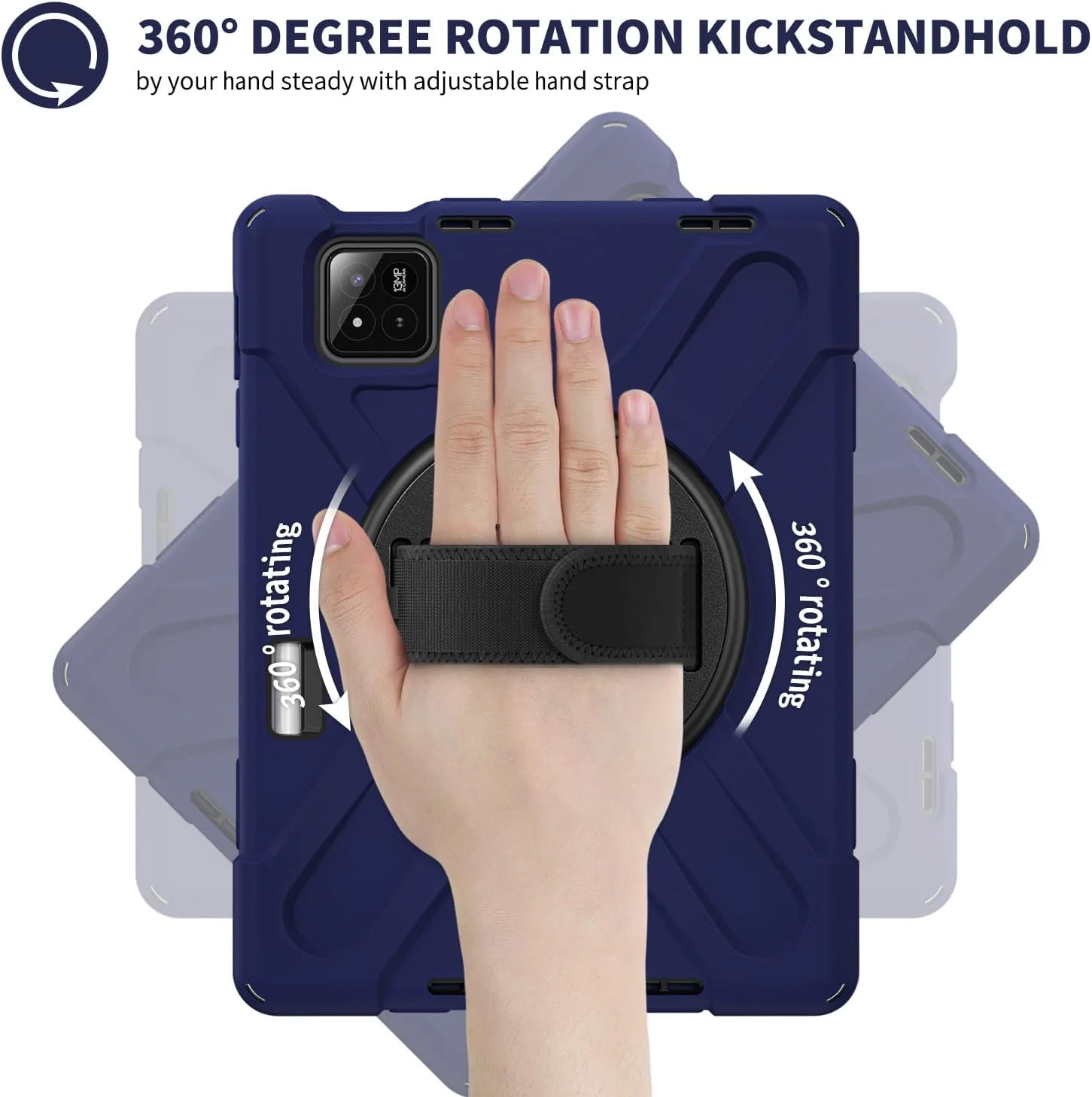 کاور تبلت مقاوم در برابر ضربه Gruattreay سازگار با شیائومی پد 7 پرو 11.2 اینچی، دارای استند جمع شونده + بند مچی + بند شانه + جای قلم برای Mi Pad 7 Pro (مشکی)