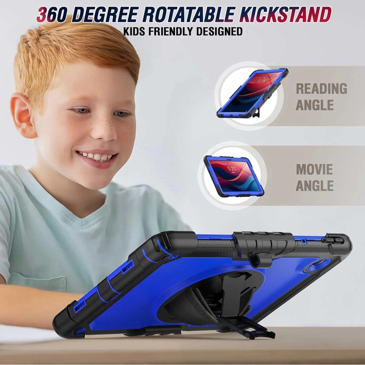 کاور محافظ تبلت لنوو تب M11 سایز 11 اینچ 2024 به همراه محافظ صفحه نمایش و بند شانه ای، مدل TB330FU/TB330XU، ضد ضربه و مقاوم با استند، مناسب برای تبلت لنوو Xiaoxin Pad برای کودکان | آبی