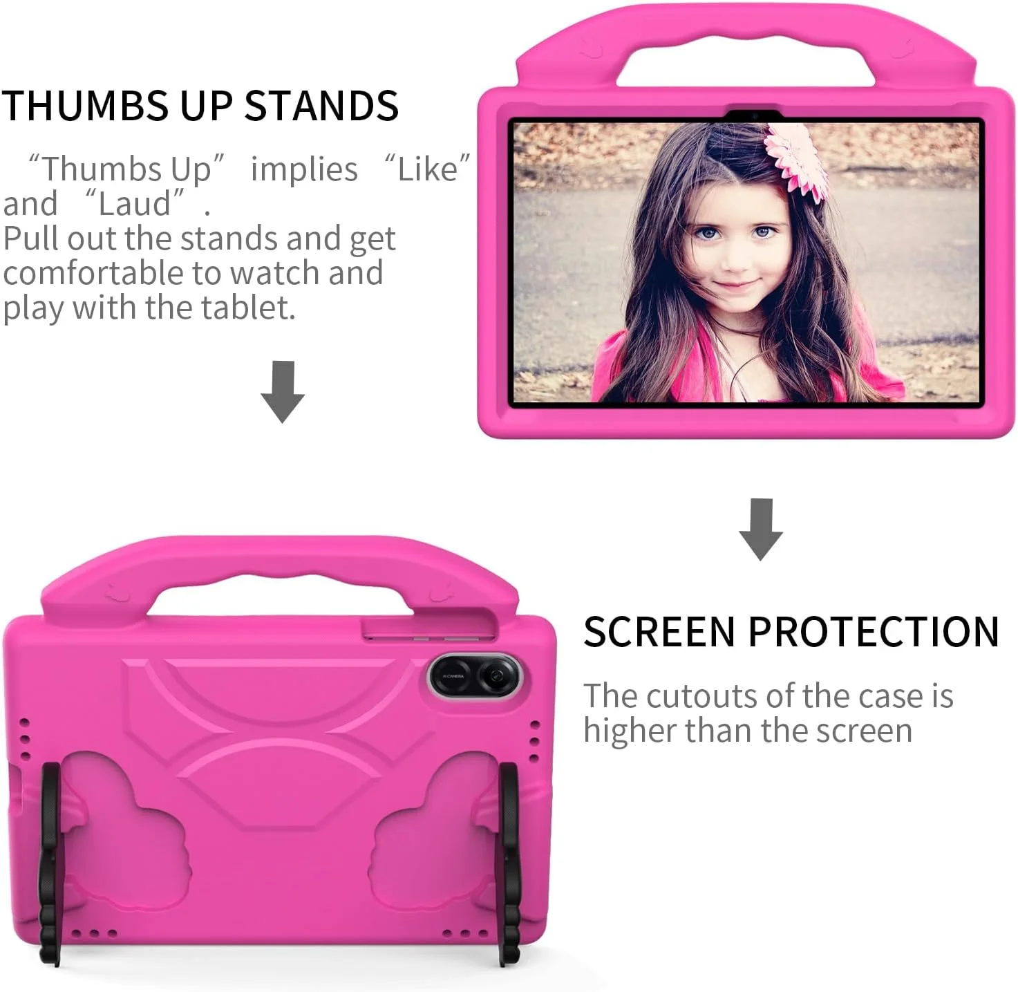 کاور محافظ تبلت آنر پد X9 سایز 11.5 اینچ 2023، سبک وزن، EVA، مناسب کودکان، ضد ضربه، طرح فانتزی، دارای دسته و استند (قرمز صورتی)