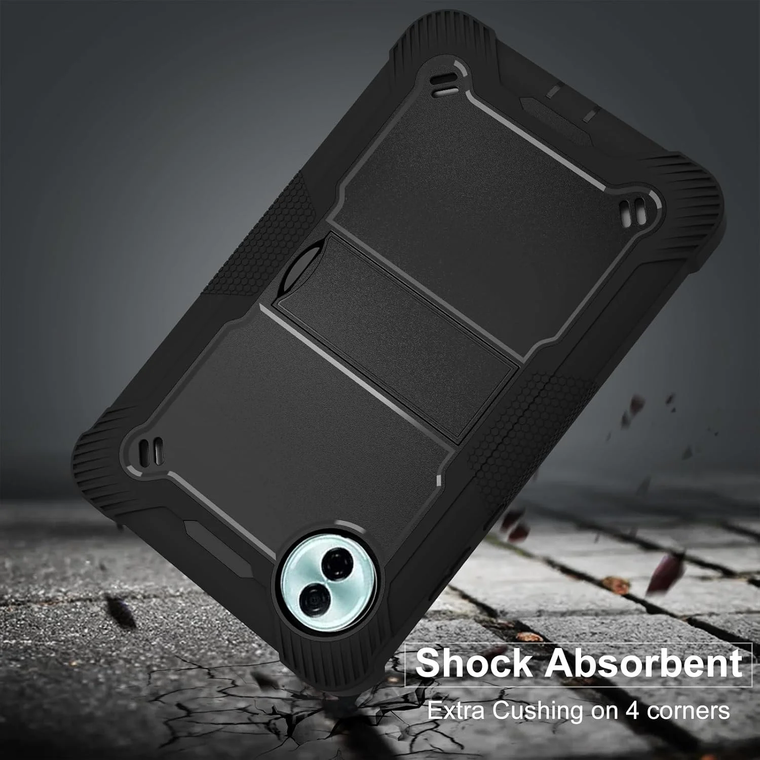 کاور تبلت آنر پد 10 مدل 12.1 اینچ 2025، محافظ سیلیکونی ضد ضربه 3 لایه با پایه نگهدارنده (قرمز مشکی)