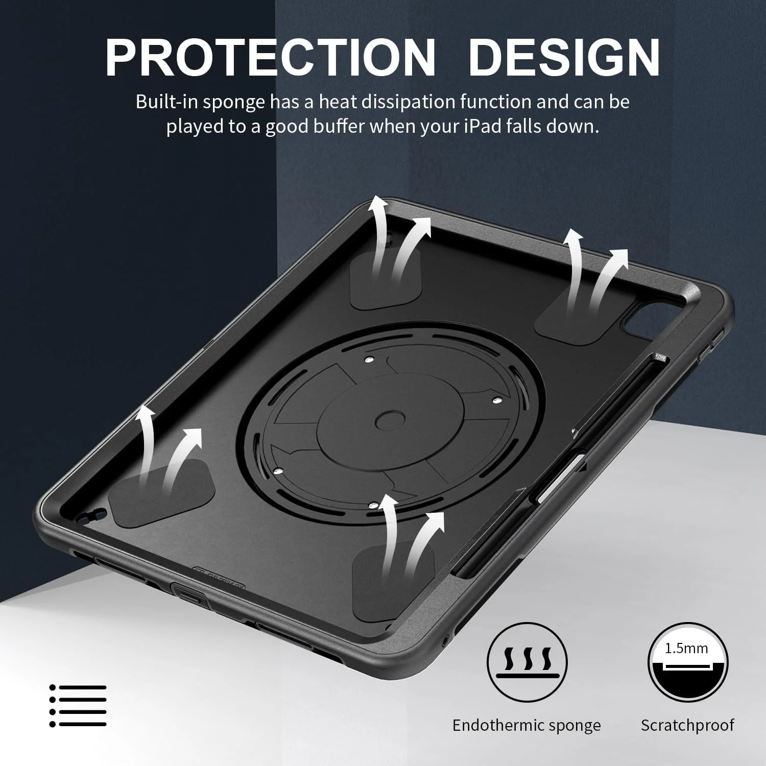 کاور تبلت گرواتری سازگار با آیپد پرو ۱۳ اینچ ۲۰۲۴ (M4، نسل هفتم)، کاور ضد ضربه سنگین و مقاوم با درجه نظامی با جای قلم/بند شانه، پایه چند منظوره
