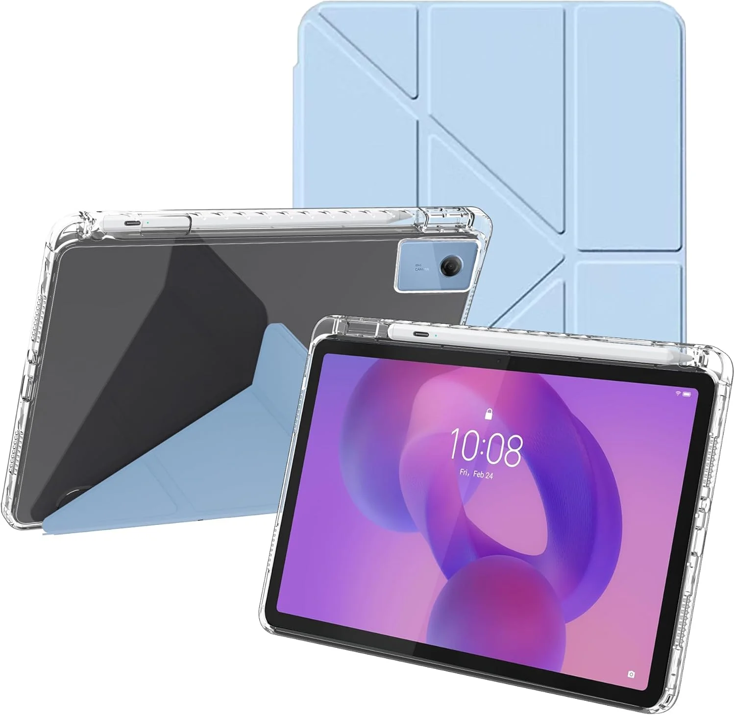 کیف تبلت لنوو Idea Tab 11 اینچ، چرم PU [فوق العاده نازک و ضد ضربه] سه تایی نوع Y، بیدار/خواب هوشمند، با نگهدارنده قلم، کیف برای لنوو Idea Tab، آبی