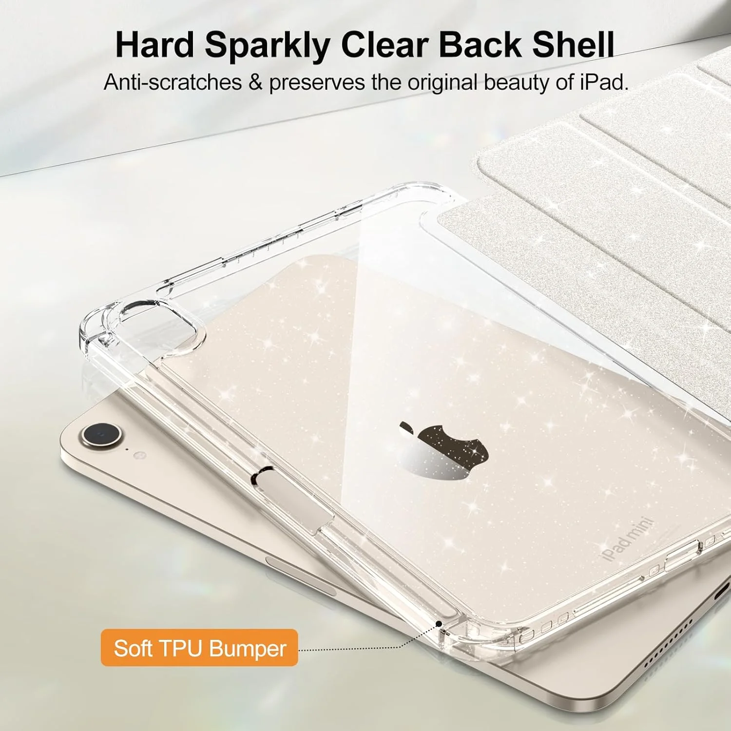 کیف محافظ ترکیبی Fintie برای آیپد مینی 7 (A17 Pro) 2024 / آیپد مینی نسل 6 سال 2021 با صفحه نمایش 8.3 اینچی به همراه جای قلم - کیف محافظ ضد ضربه با پشت سخت شفاف، طرح اکلیلی