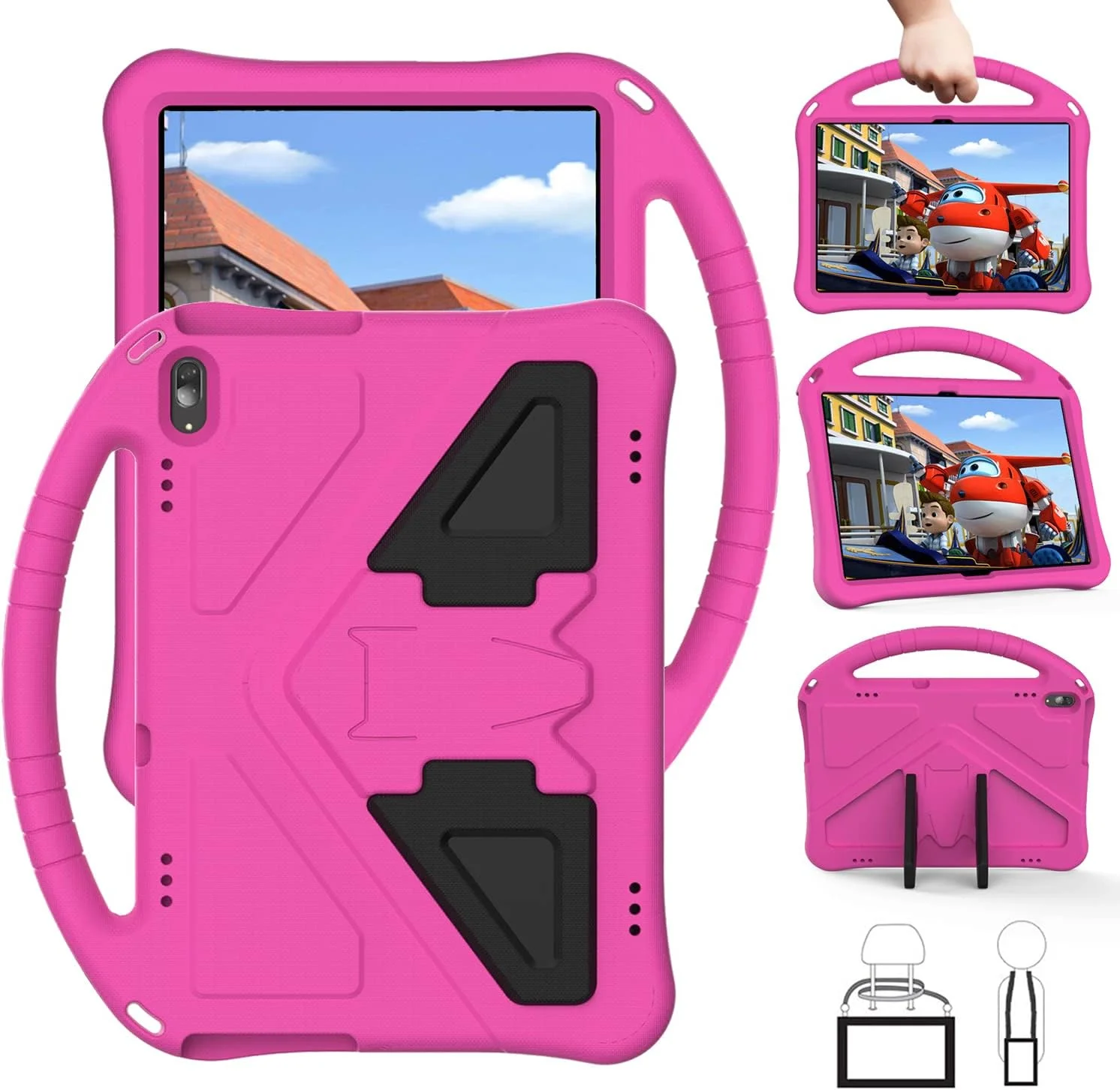 کیف محافظ تبلت EabHulie مناسب برای لنوو تب M10 TB-X505X/F/اسمارت تب M10 TB-X605F/ تب P10 TB-X705F/L، با دستگیره بادوام، سبک وزن و ضد ضربه، رنگ صورتی